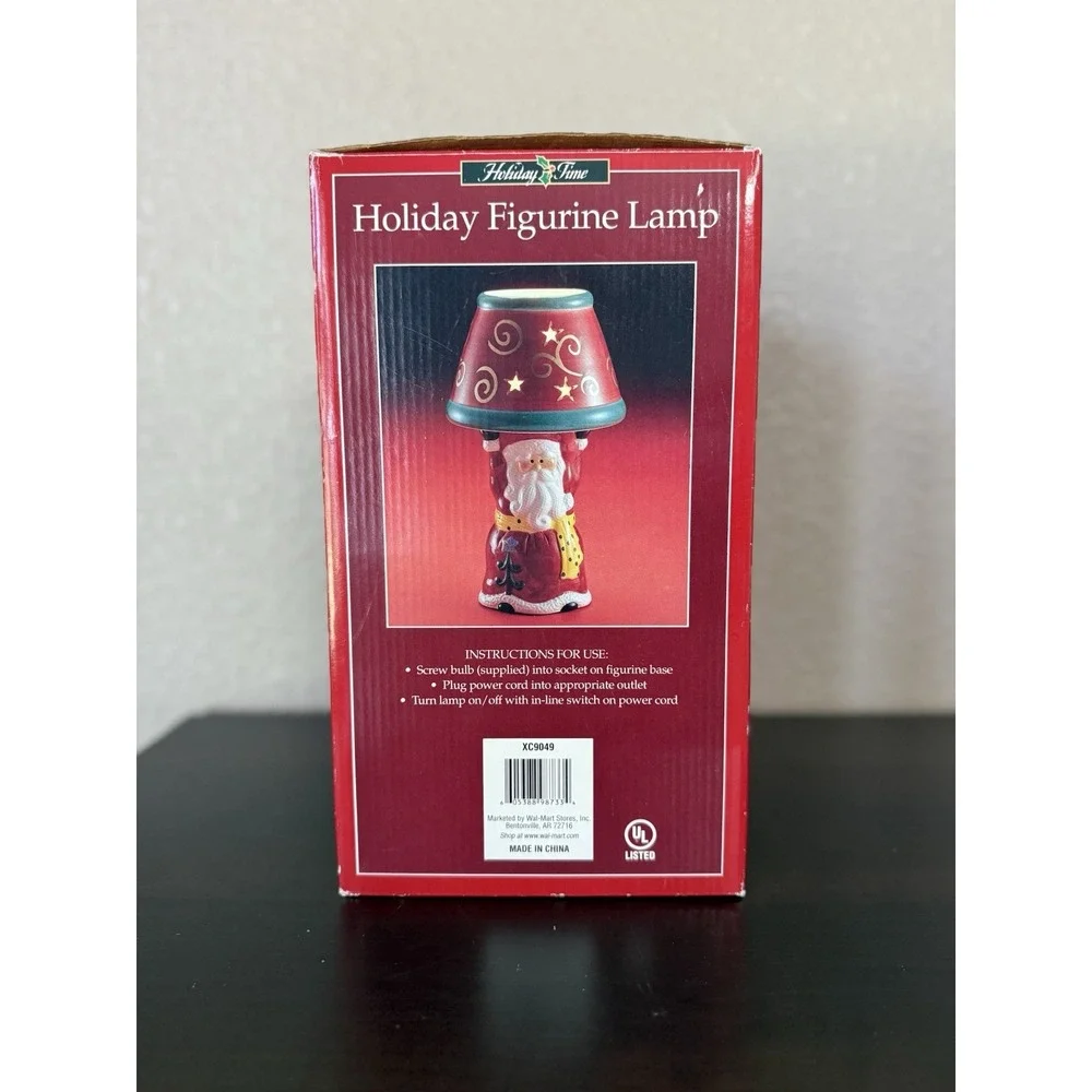 Vintage Holiday Time Ceramic Santa Corded Lamp New In Box 1990's Christmas Decor
